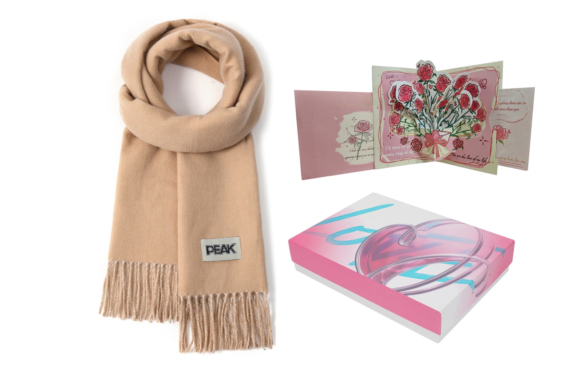 Coffee+3D Effect Rose Greeting Card+Envelope+Box