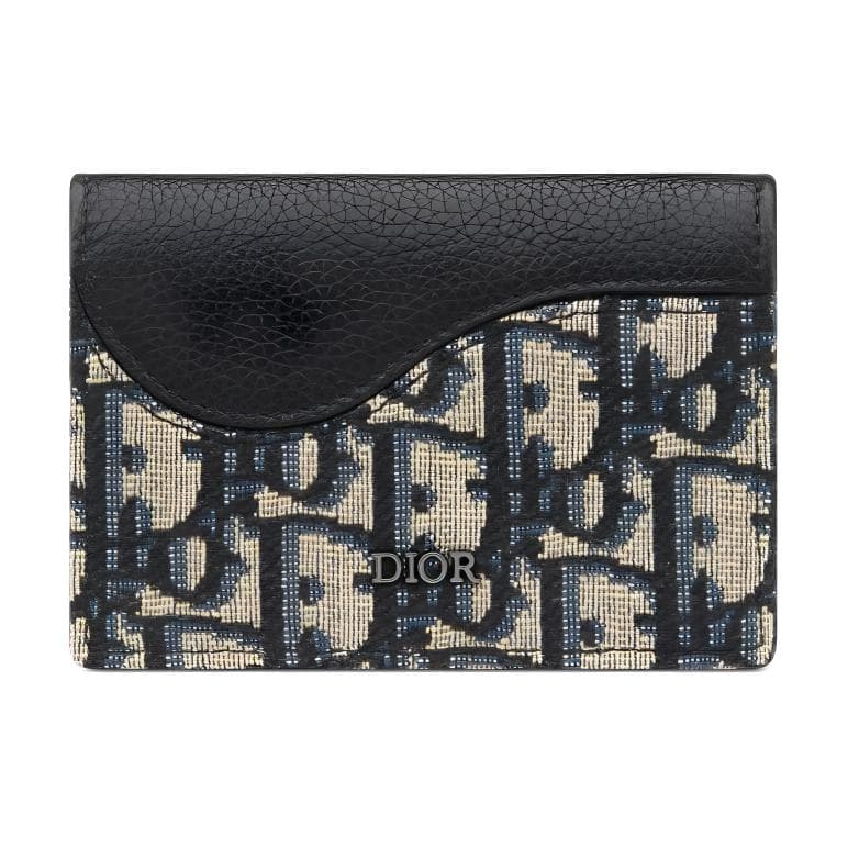 DIOR Grained Calfskin Card Holder Beige & Black Basic Set (Bag+Dust Bag)