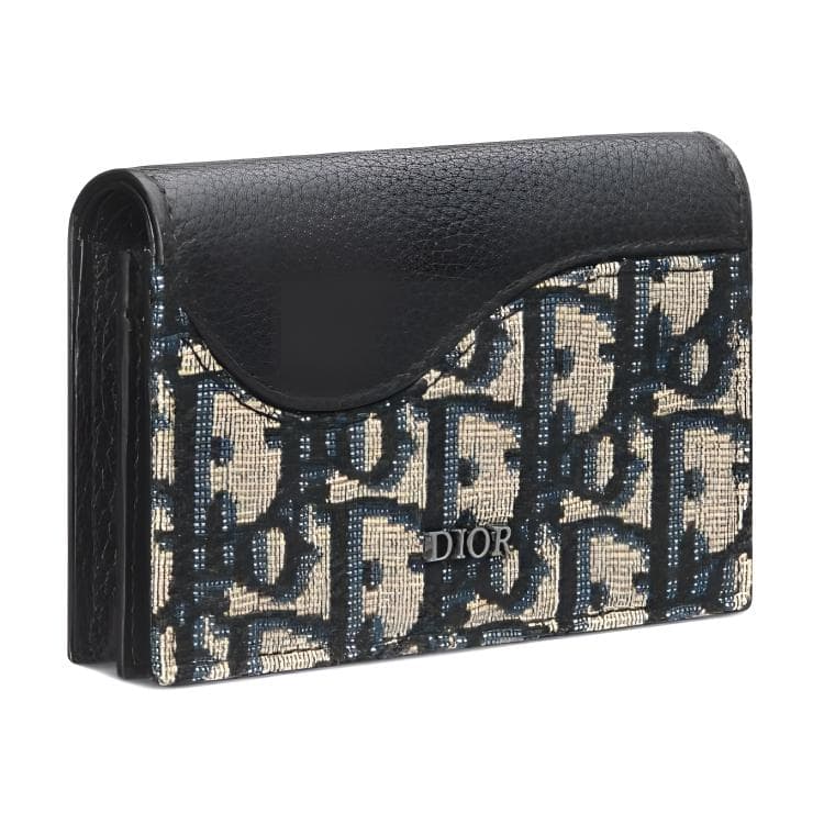 DIOR Grained Calfskin Card Holder Beige & Black