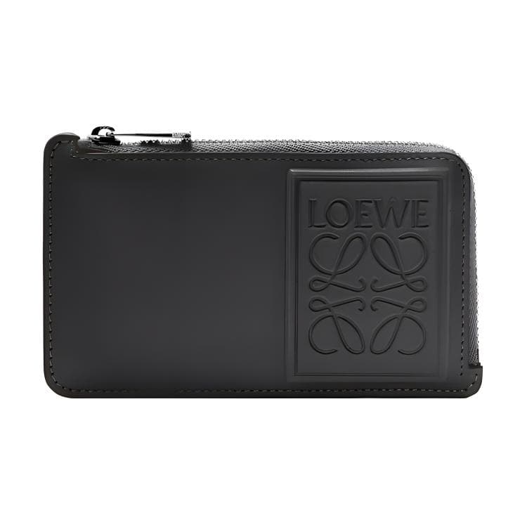 LOEWE Satin Calfskin Wallet, Card Holder Black Basic Set (Bag+Dust Bag)