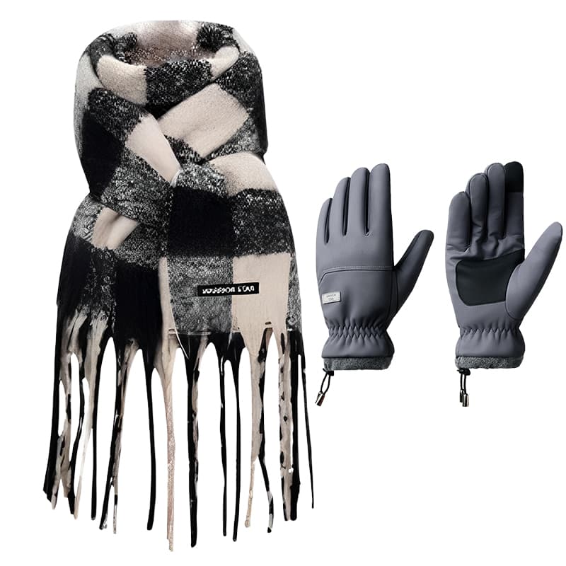 Scarf+Gray Full Finger Glove