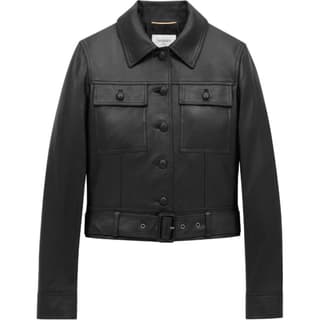 SAINT LAURENT Button Up Belted Cropped Jacket