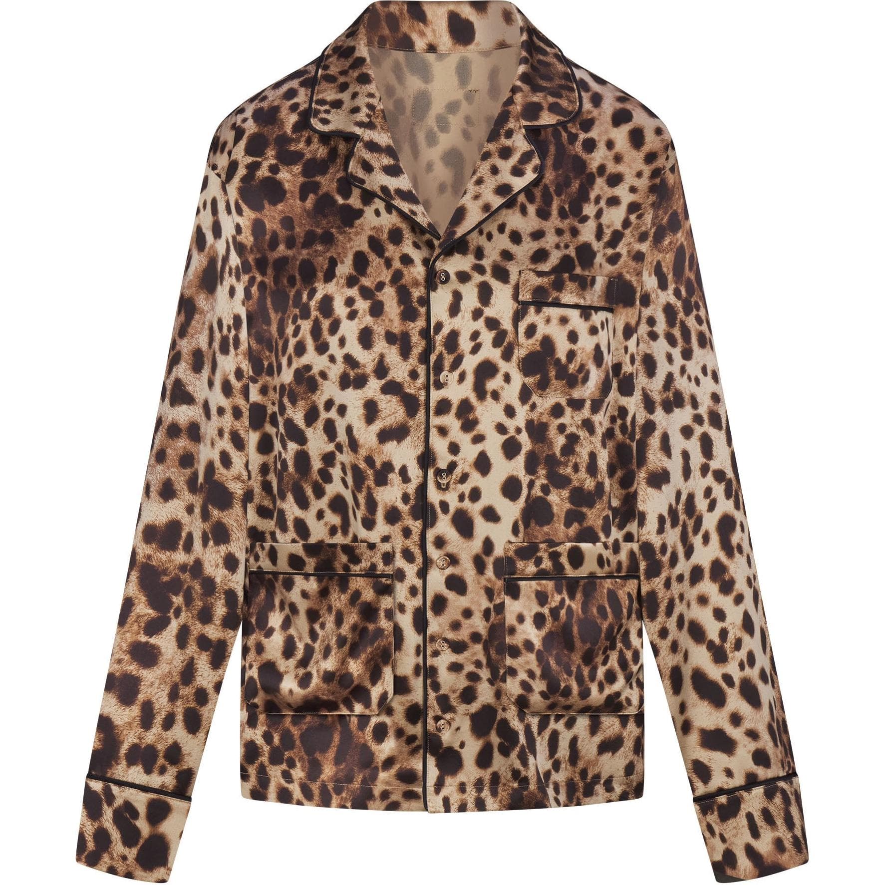 Skims X Dolce&Gabbana Cotton Jersey Long Sleeve T Shirt Leopard