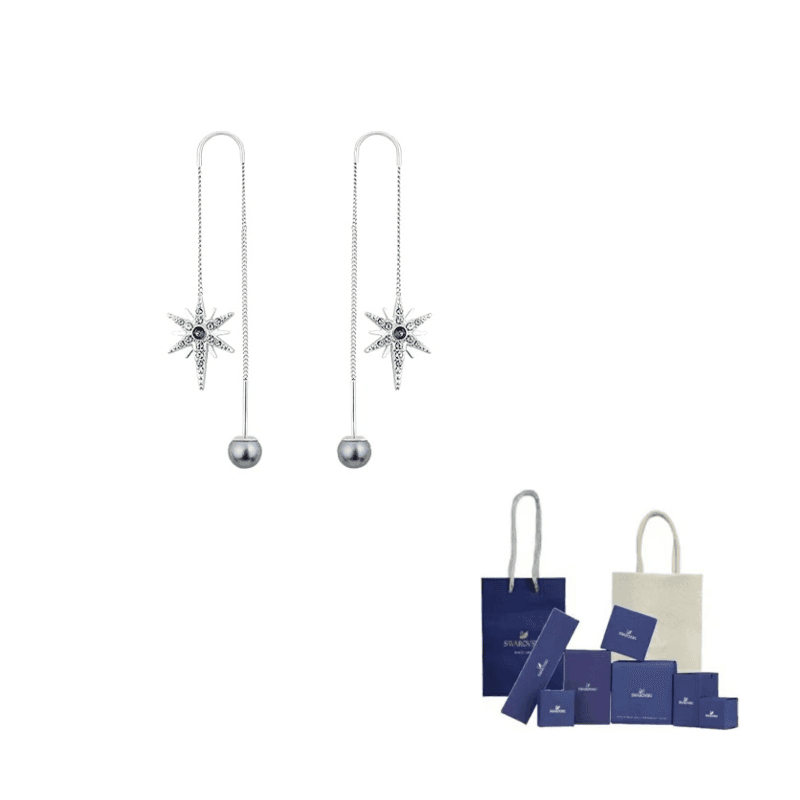 Swarovski Snowflake White Gold plated Earrings Silver Silver