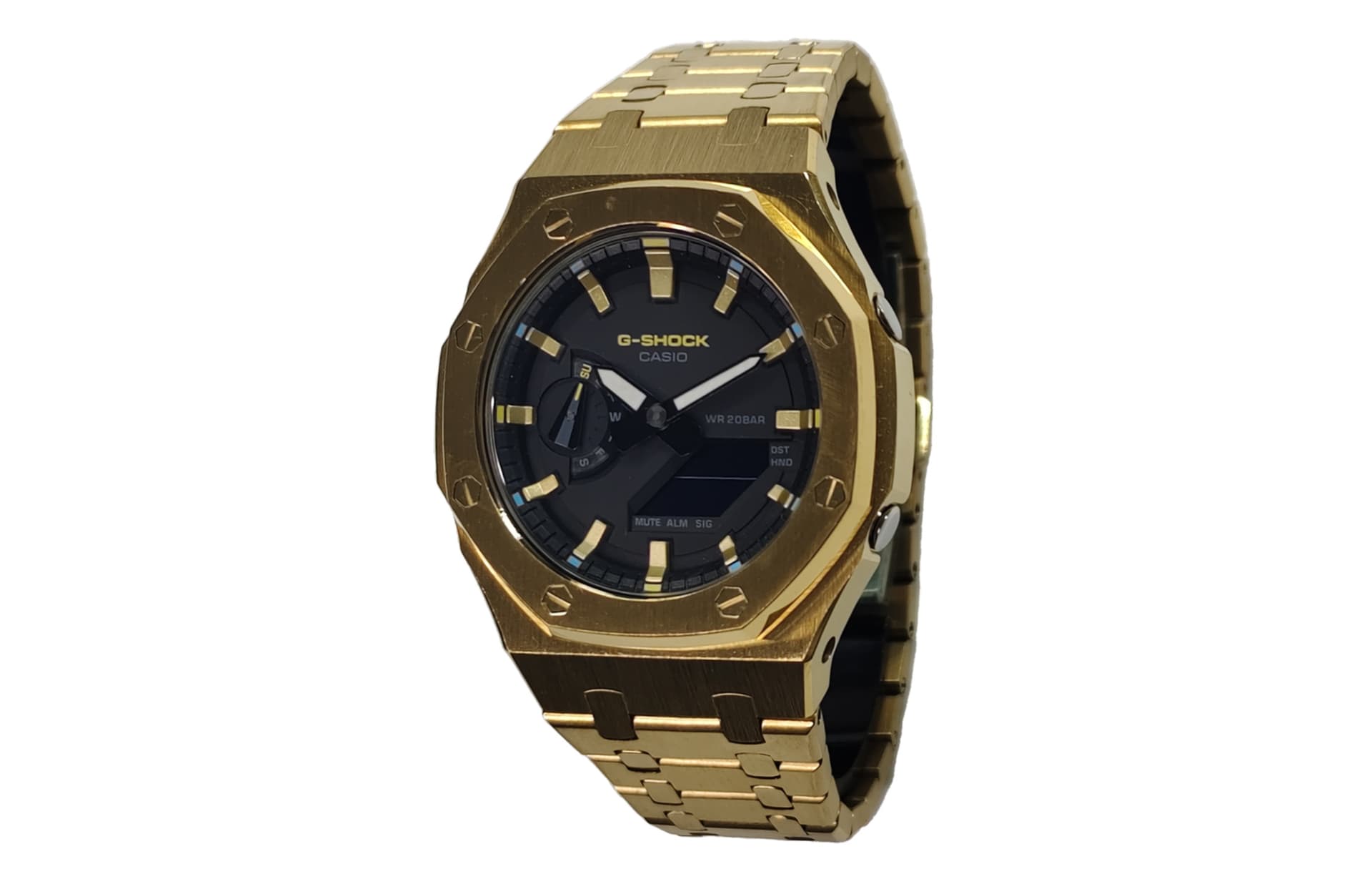 CASIO Custom Collection Electronic Movement Stainless Steel Strap Watch Black Dial Gold Steel Mystery Color
