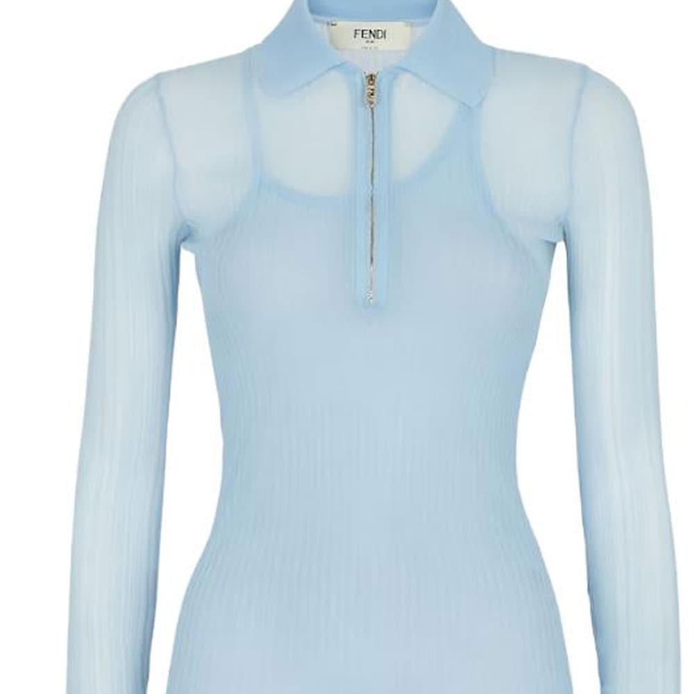 FENDI Polo Shirts Blue Moderate Straight Fit