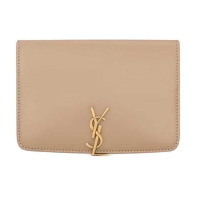 SAINT LAURENT Cow Passport Holder Dark Toffee Brown Gift Set(Basic Set+Box+Shopping Bag)