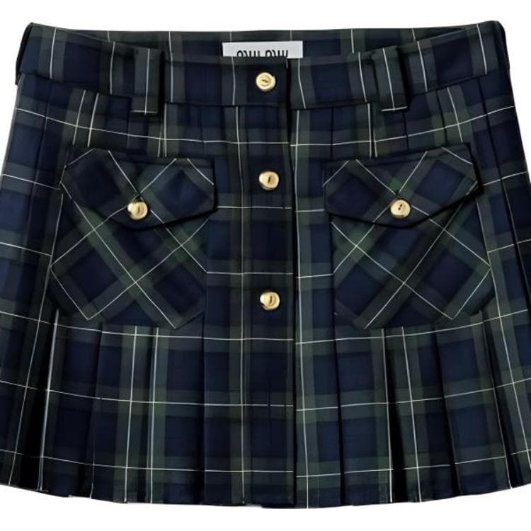 Miu Miu pleated tartan miniskirt