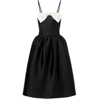 Selfportrait Taffeta Contrast Bow Midi Dress
