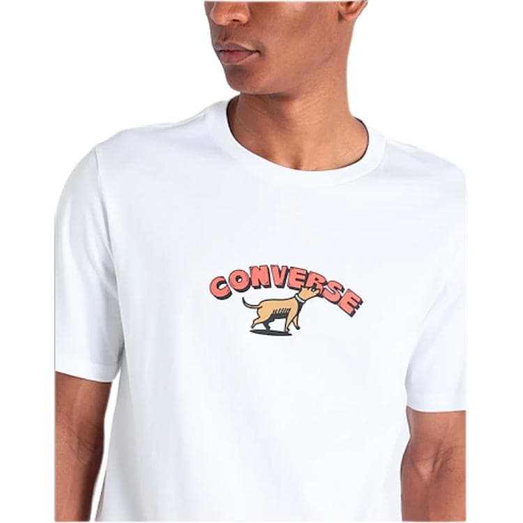 Converse T Shirts White Crew Neck Moderate Straight Fit