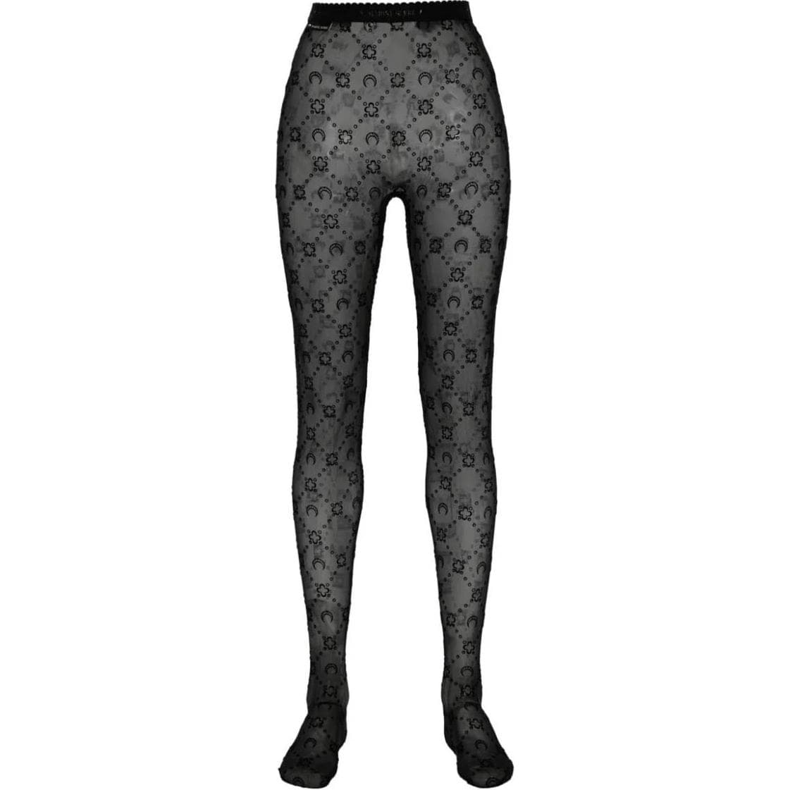 Marine Serre Moonogramflocked mesh tights Black