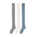 [overTheKnee Socks 3Pack]Gray+White+Navy Blue