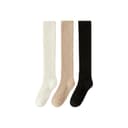 [Calf Socks 3Pack]White+Khaki+Black