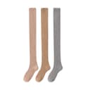 [overTheKnee Socks 3Pack]Khaki+Coffee+Gray