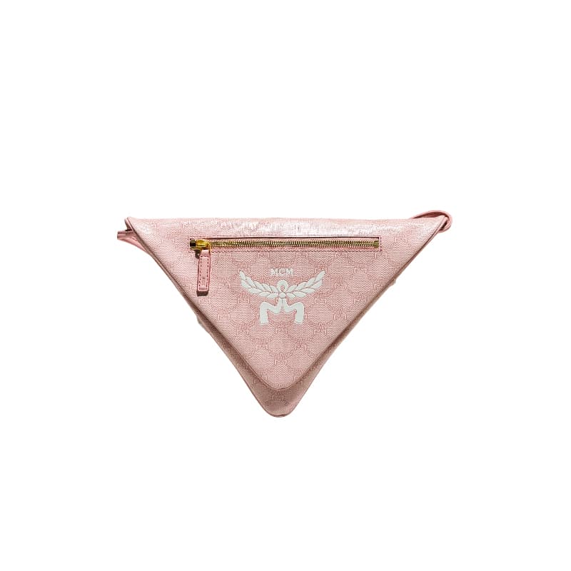 MCM Soft Triangle Crossbody Clutch Bag Pink