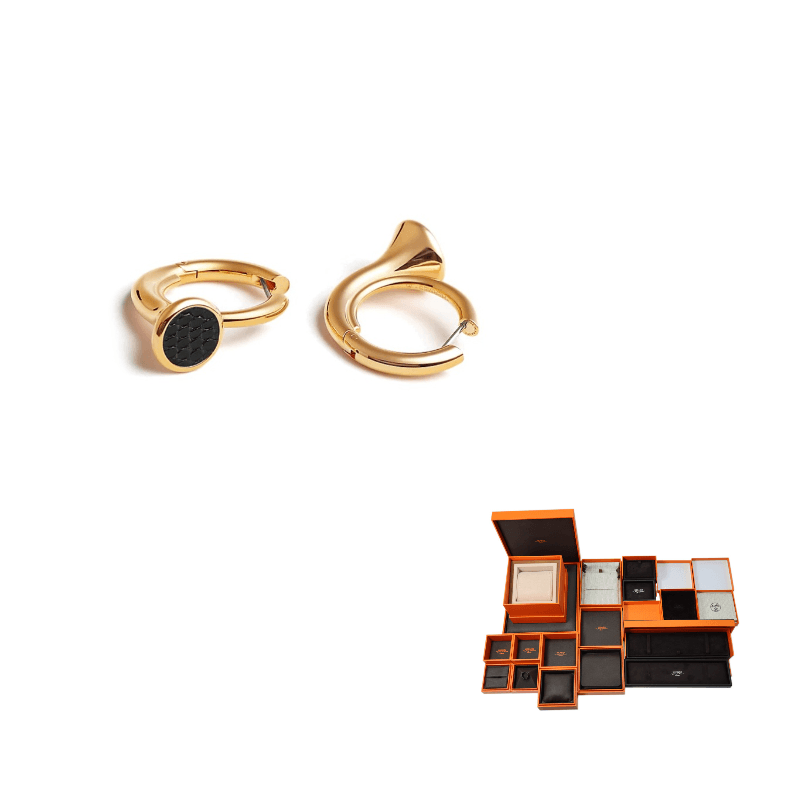 HERMES Gold Plated Earrings Gold Gold