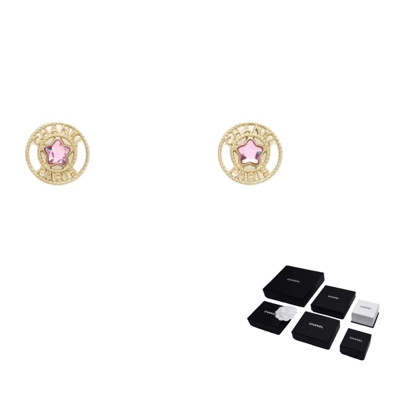 CHANEL Stud Earrings Gold Gold