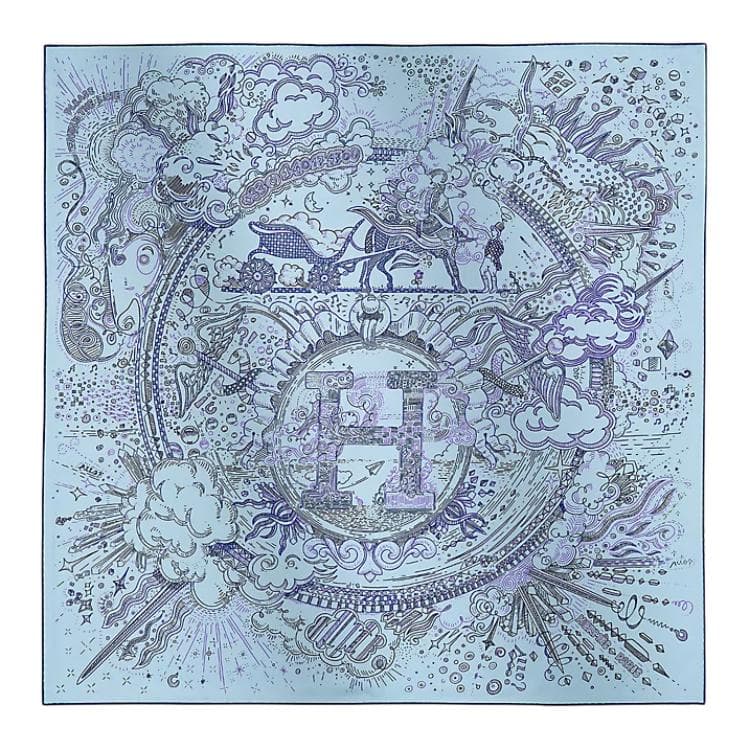 HERMES Mulberry Silk Sky Blue/Ink Blue
