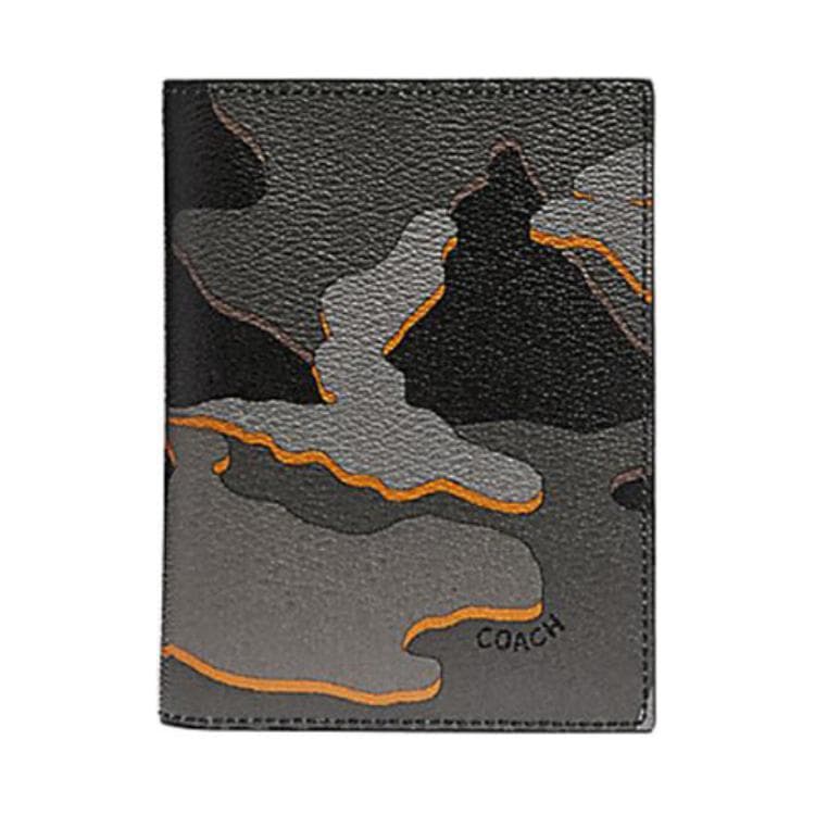 COACH Coated Canvas Passport Holder Mini Antique Nickel Gray Multiple