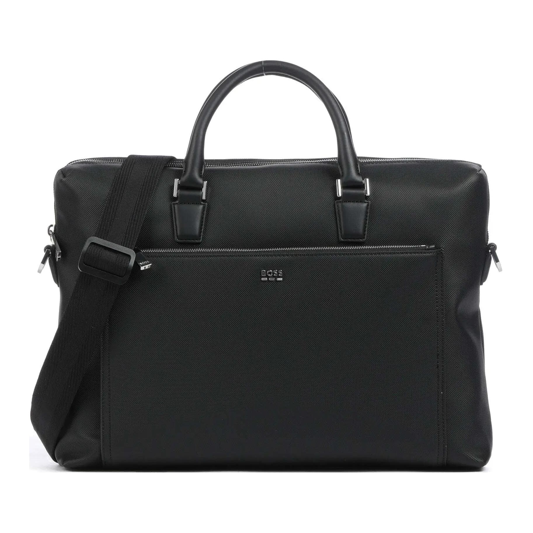 HUGO BOSS Recycled PU Polyurethane Briefcase Black Basic Set (Bag+Dust Bag)