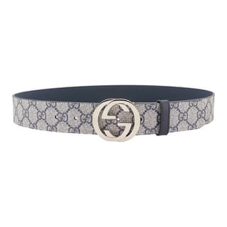 GUCCI Interlocking G PVC Polyvinyl Chloride Beige Blue Width 3.5cm