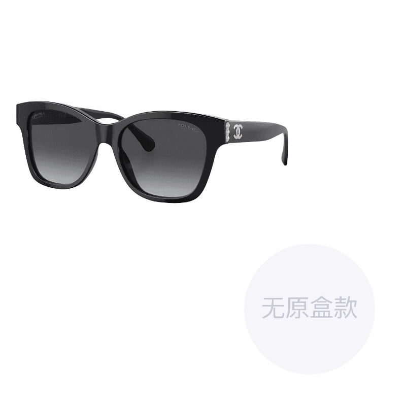 CHANEL Irregular Shape Sunglasses Black
