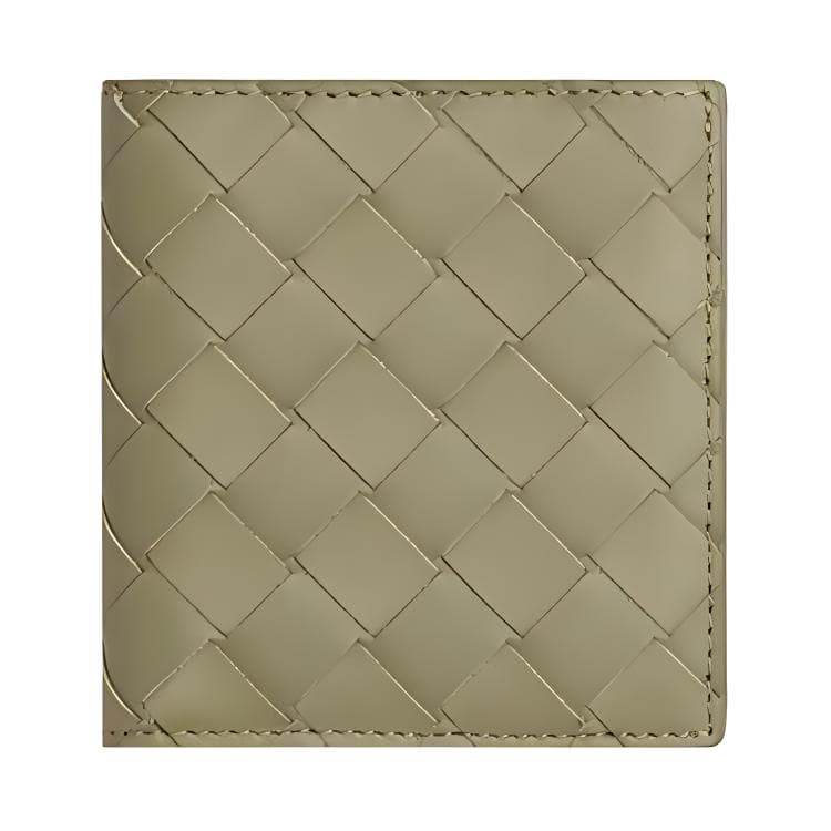 Bottega Veneta Calfskin Wallet Gray/Green Shopping Bag Set(Basic Set+Shopping Bag)