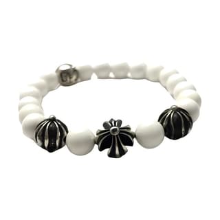 Chrome Hearts White Turquoise, Sterling Silver, Gemstone Bracelets White 8mm