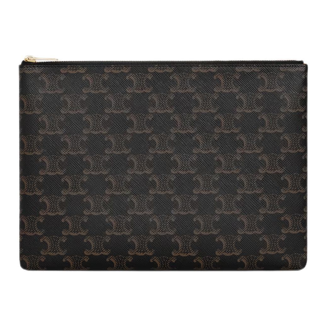 CELINE Triomphe Cow Clutch Regular Black Basic Set (Bag+Dust Bag)