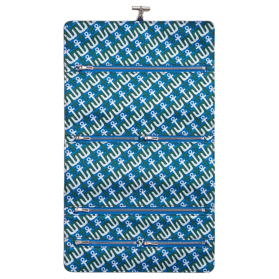 HERMES Glenan H High Technology, Silk, Swift Calfskin Clutch Navy