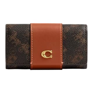 COACH Essential Coated Canvas With Calfskin Key Pouch Mini Black Brown