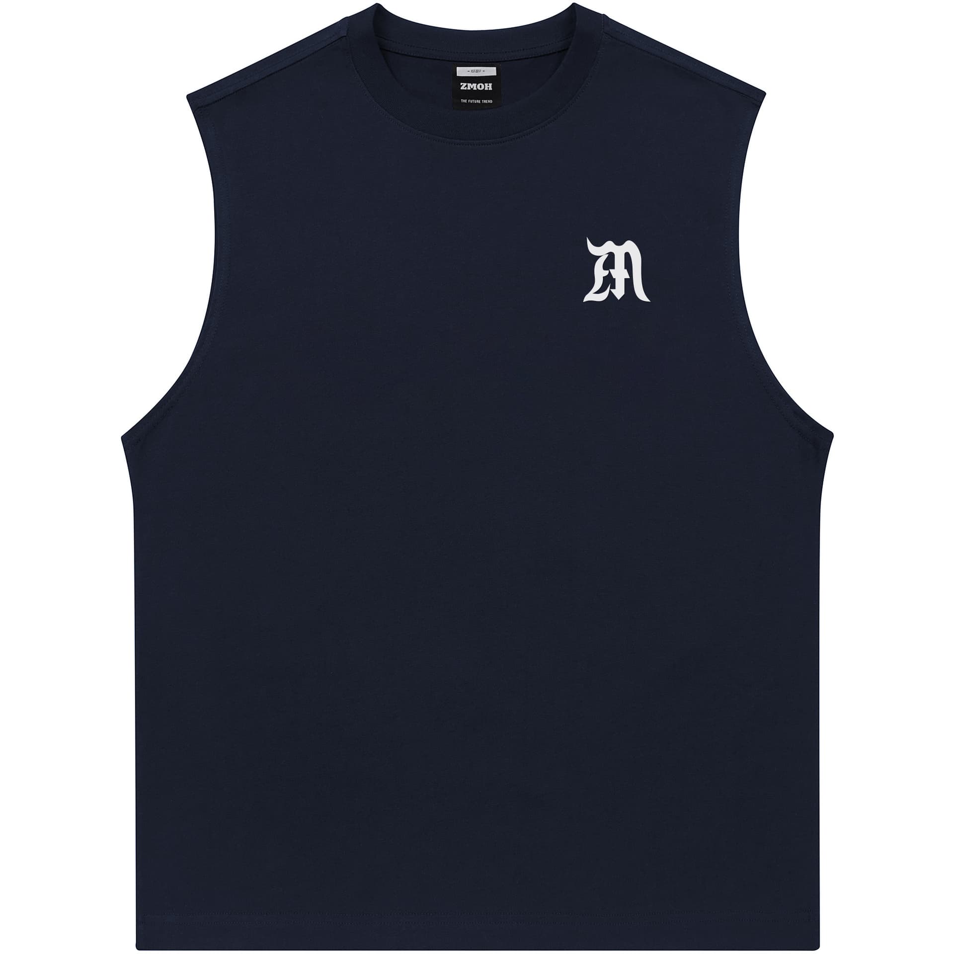 ZMOH Tank Tops Crew Neck Moderate Straight Fit Navy Blue