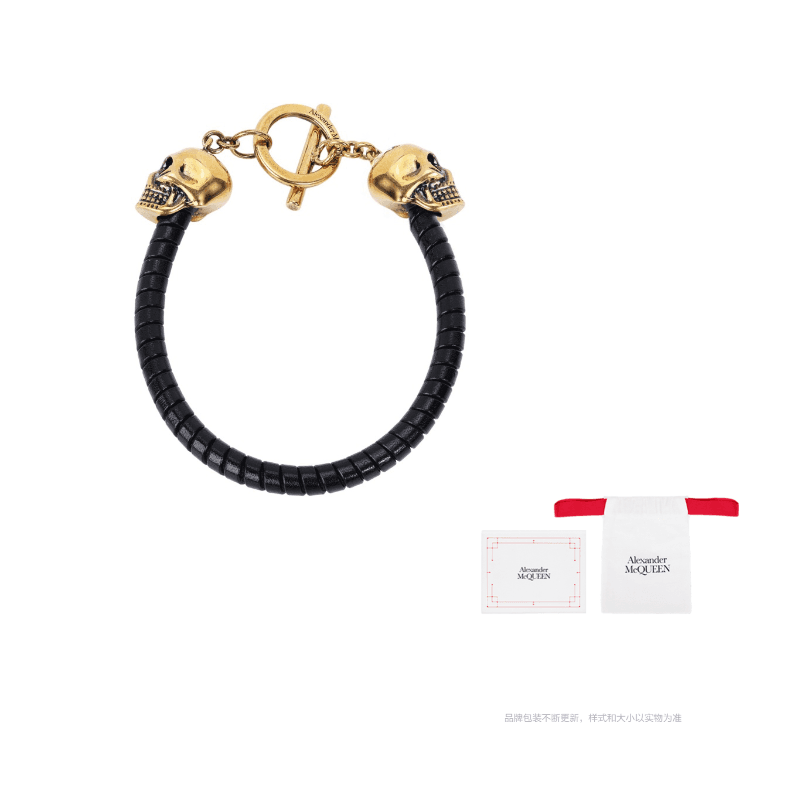 Alexander McQueen T Bar Skull Bracelet Black