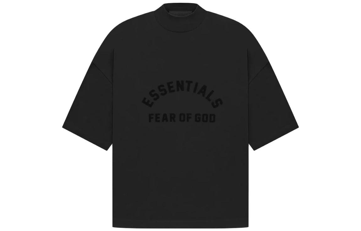 Fear Of God Essentials Arch Logo Mock Neck Tshirt Jet Black