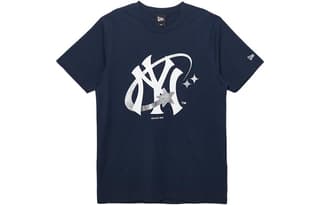 New Era T Shirts Navy Blue Crew Neck Moderate Straight Fit