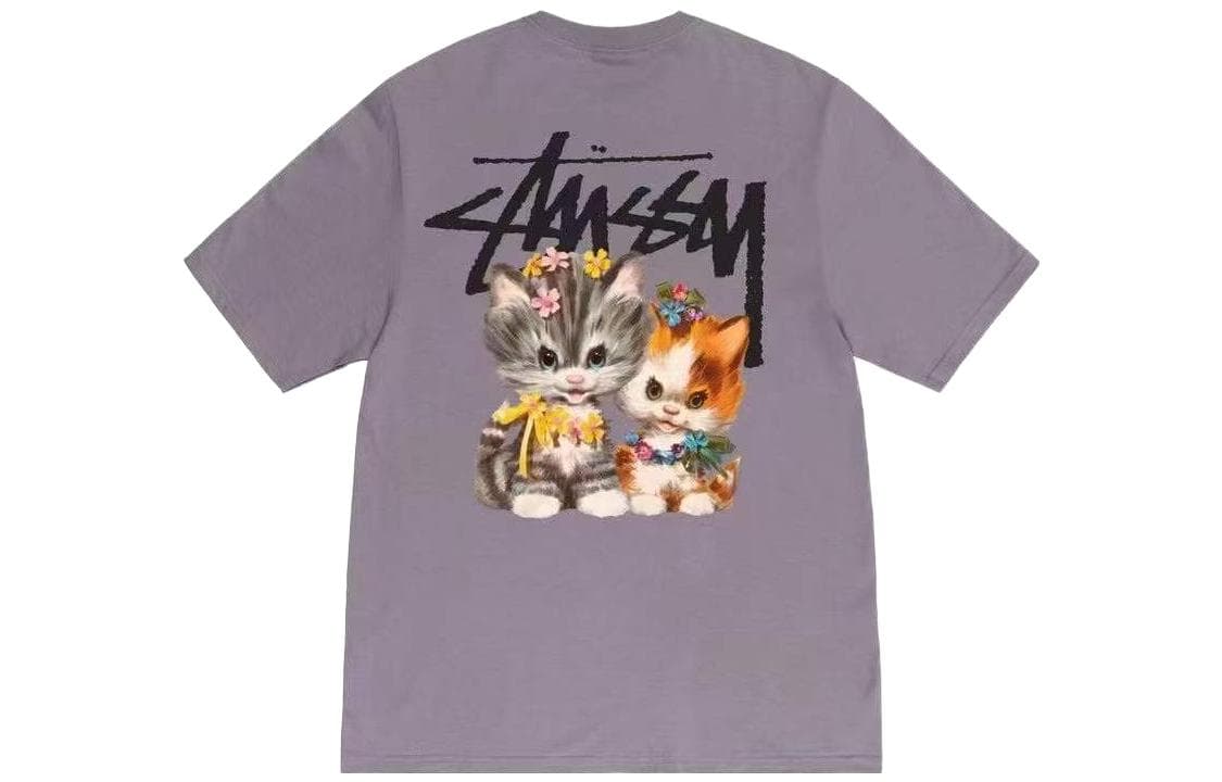 Stussy Kittens Tee White Light Purple