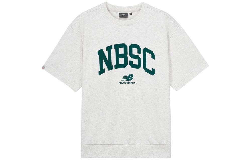New Balance Retro Sports TShirts Gray Crew Neck Moderate