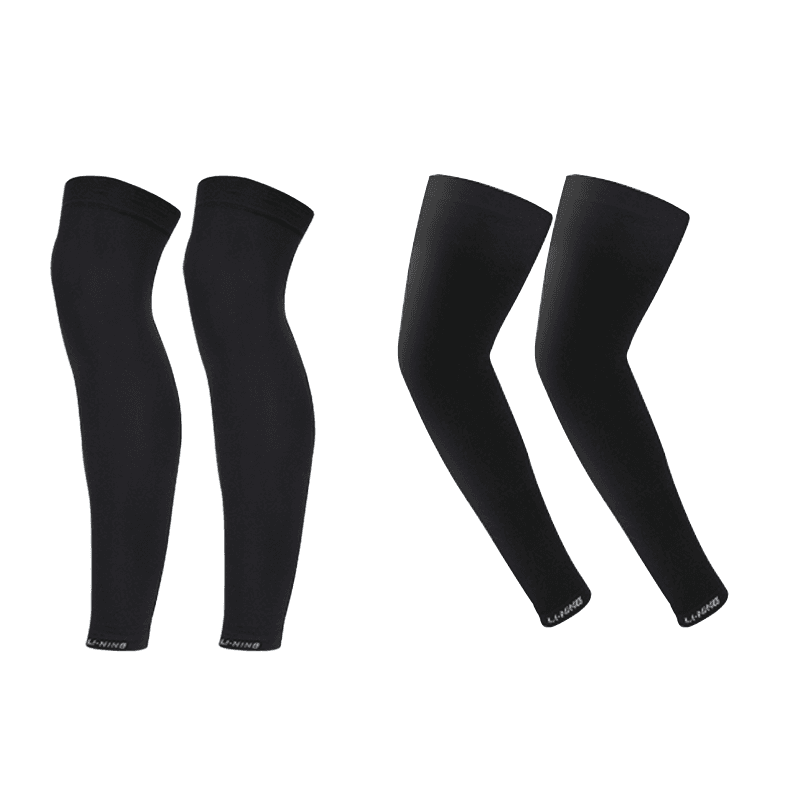 Li Ning Polyamide Sun Protection Leg Covers Sun Protection Arm Guard Set (Leg Warmer+Extra Large Straight Fit Cooling Arm Sleeves)