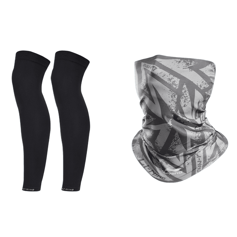 Li Ning Polyamide, Elastane Sun Protection Leg Covers Sun Protection Face Cover Set (Leg Warmer+Gray Scarf)