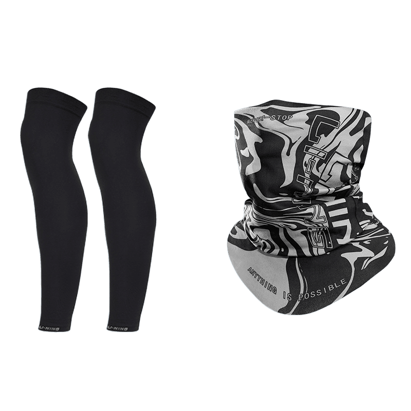 Li Ning Polyamide, Elastane Sun Protection Leg Covers Sun Protection Face Cover Set (Leg Warmer+Black Gray Scarf)