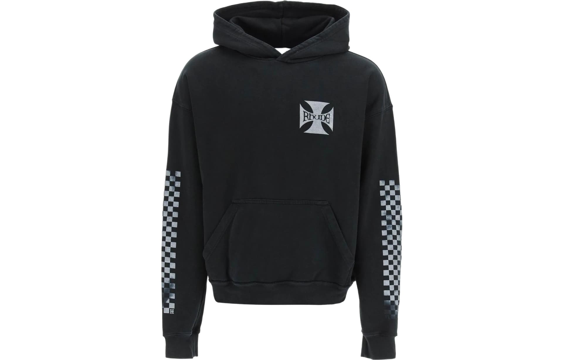 RHUDE Classic Checkers Hoodie Black