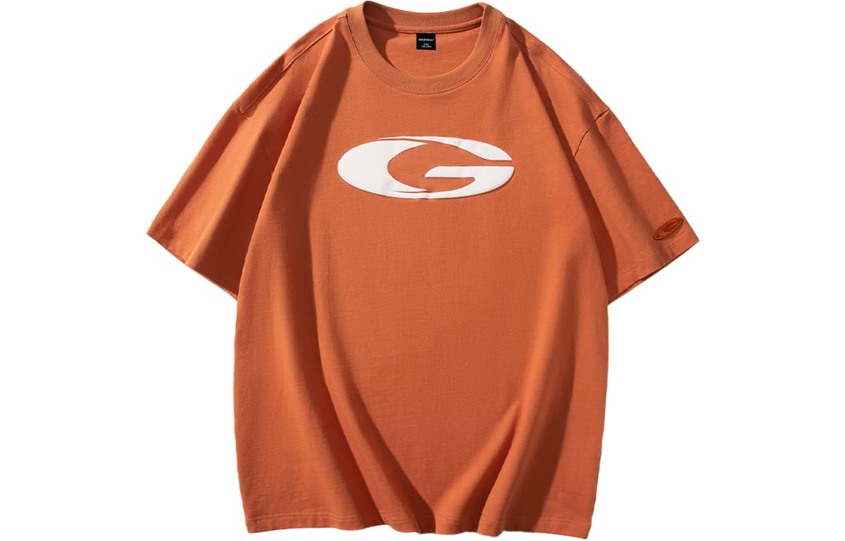 GOLFCROSS T Shirts Crew Neck Moderate Straight Fit Orange
