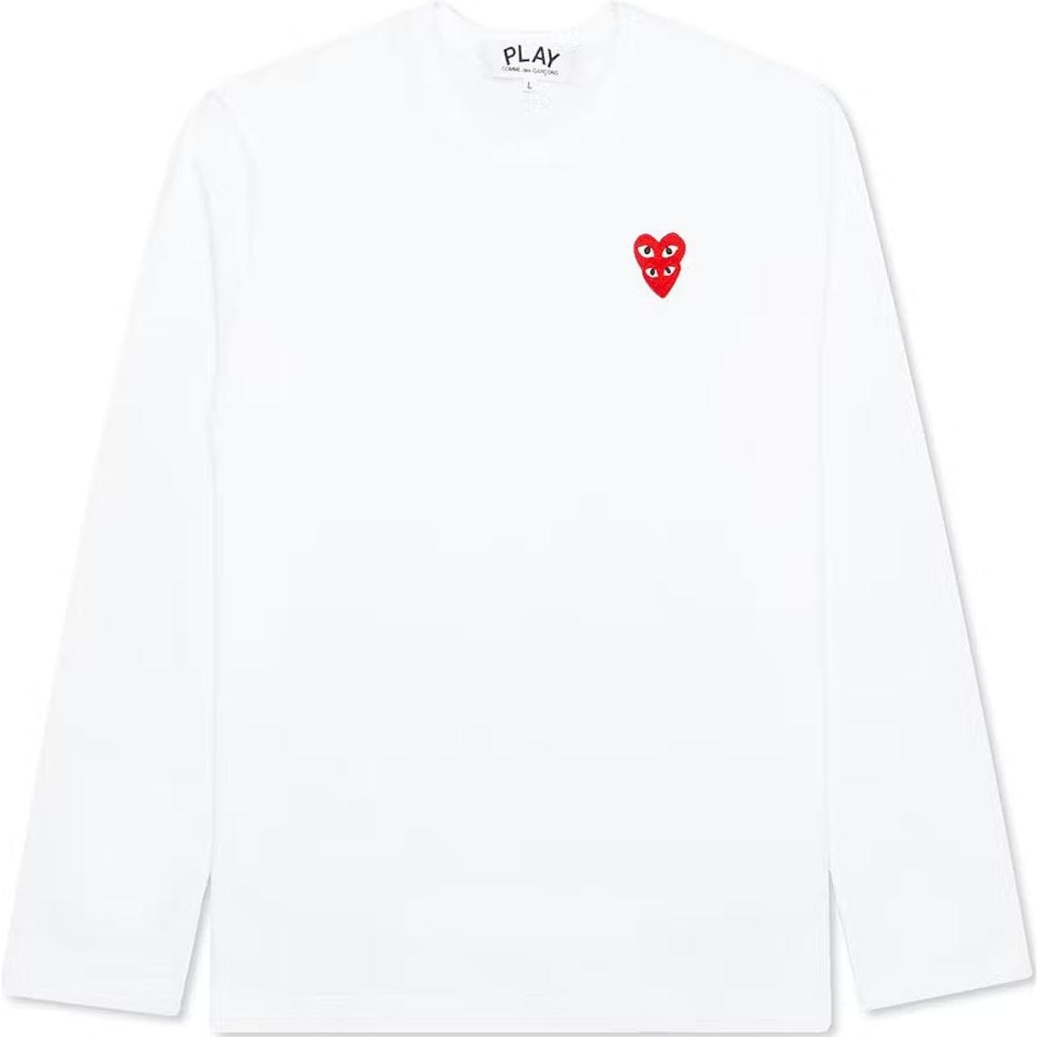 CDG Play TShirts White Crew Neck Moderate Straight Fit