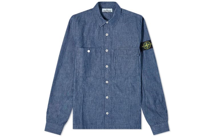 STONE ISLAND Shirts Blue Lapel Moderate Other Blue