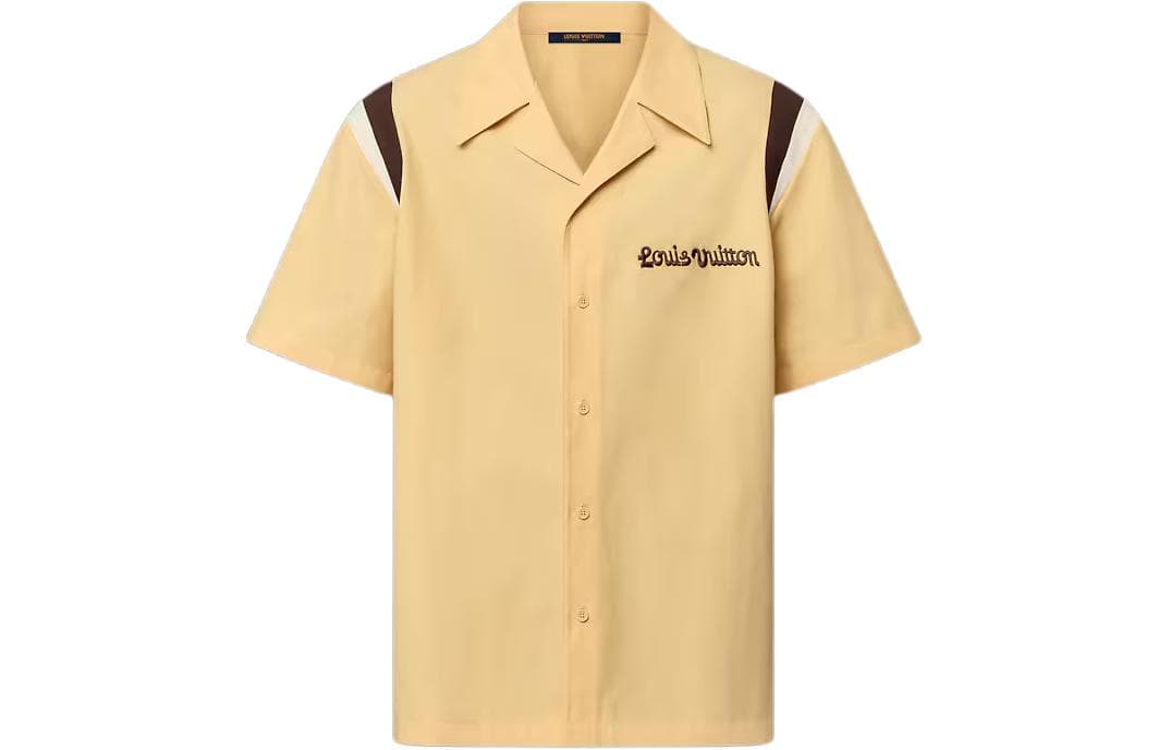 LOUIS VUITTON By Tyler The Creator Embroidered Short Sleeved Cotton Bowling Shirt Yellow