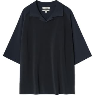 COS Polo Shirts Navy Blue Polo Collar Moderate Straight Fit