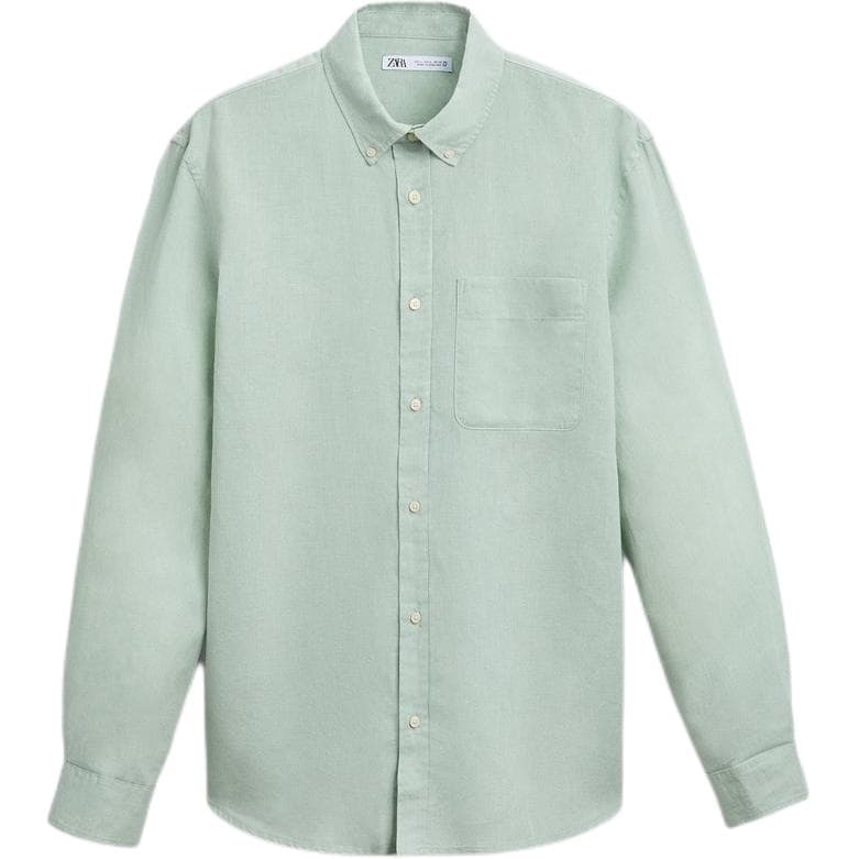 ZARA Shirts Lake Green Lapel Moderate Other Lake Green