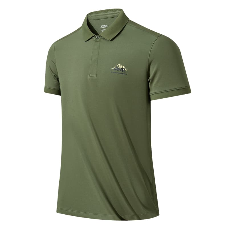 Jeep Polo Shirts Lapel Thin Straight Fit Platane Green