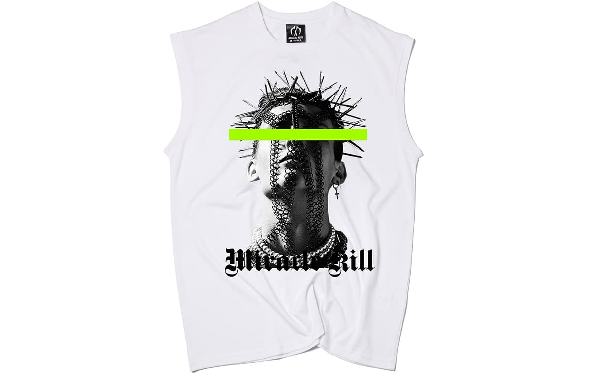 MIRACLE KILL Tank Tops Crew Neck Moderate Other White Cyan