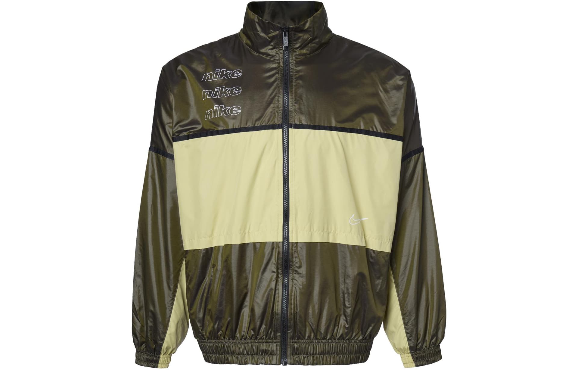 Nike Jackets Olive Green Stand Collar Moderate Straight Fit